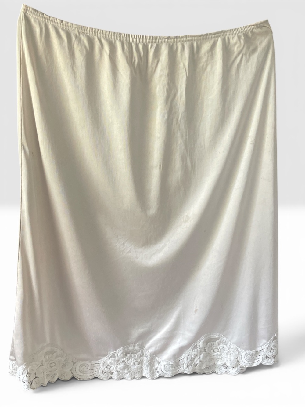 Cream Lace Hem Slip Skirt